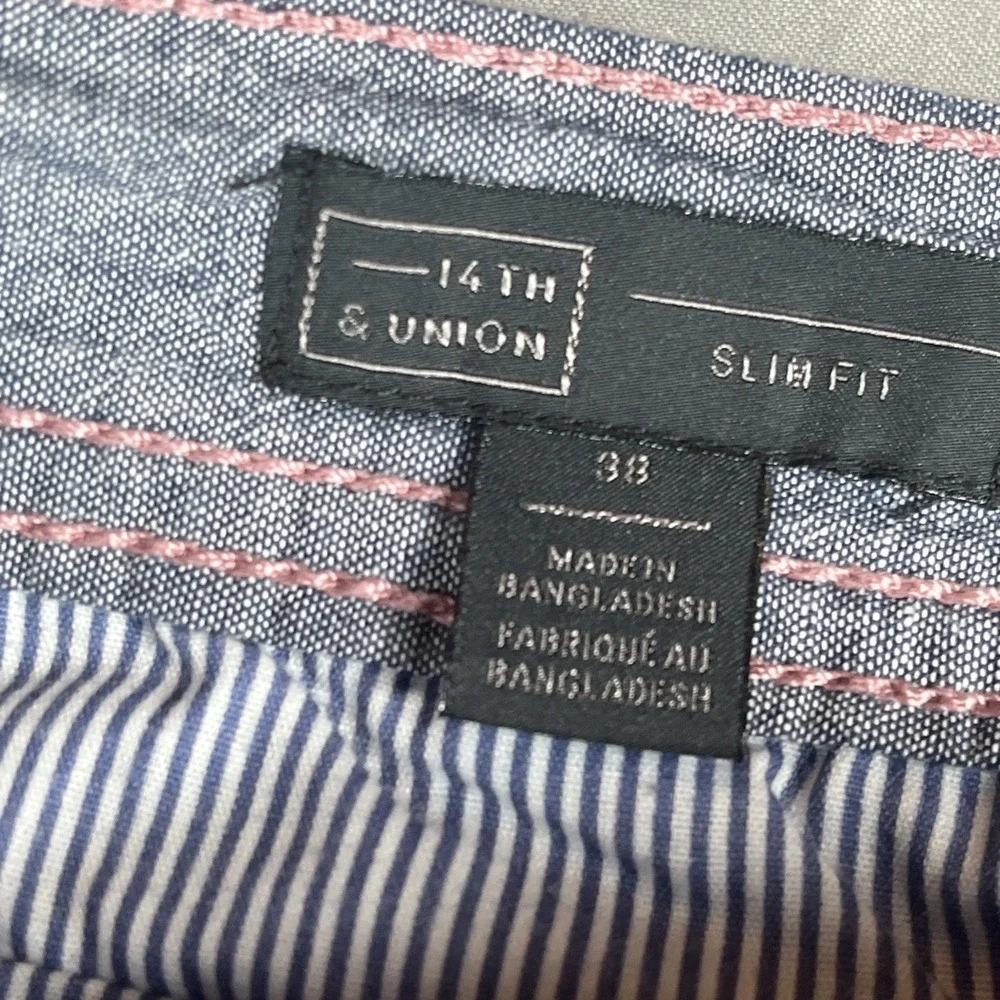 14th and Union Mens Pink/Burgandy Cotton Slim Fit Cotton Shorts Size 36